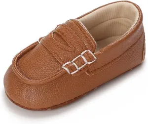 LONSOEN Baby Toddler Boys Girls Loafers Newborn Leather Moccasins Infant First Walking Dress Shoes