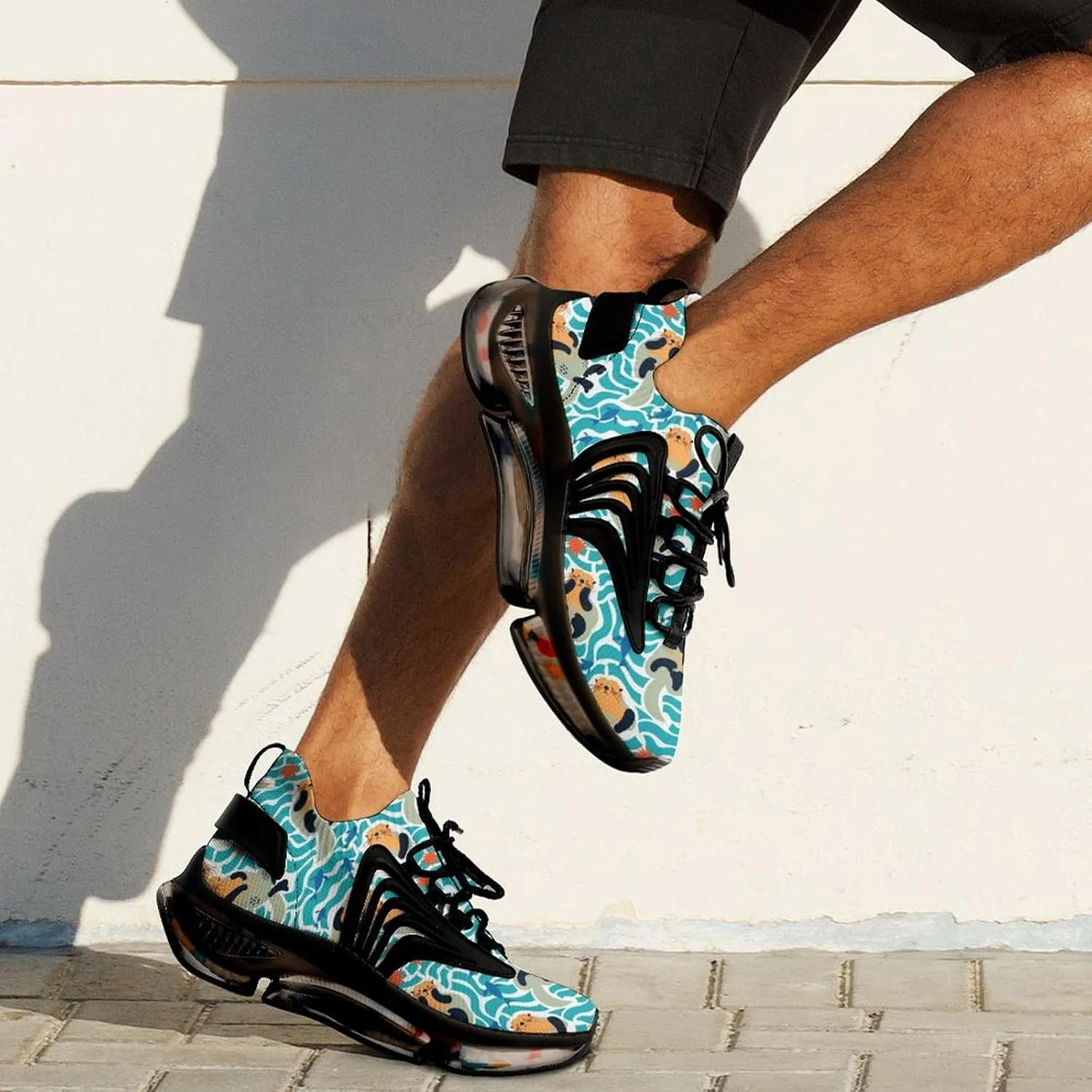 Lovely Sea Otters Walking Shoes for Men Lightweight Tennis Fashion Elastic Sports Shoes Cushion Basketball Shoes