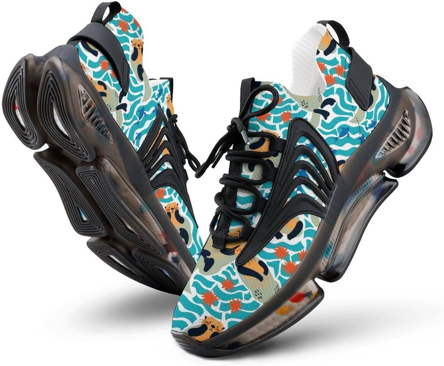 Lovely Sea Otters Walking Shoes for Men Lightweight Tennis Fashion Elastic Sports Shoes Cushion Basketball Shoes