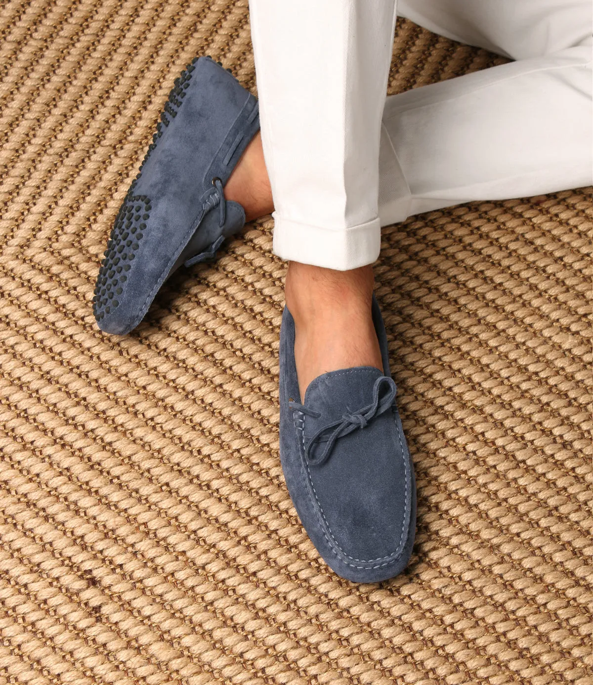 Luxury Edition - Artisian Made Steel Blue Italian Suede Ophelia Driving Loafers - AW24