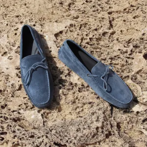 Luxury Edition - Artisian Made Steel Blue Italian Suede Ophelia Driving Loafers - AW24