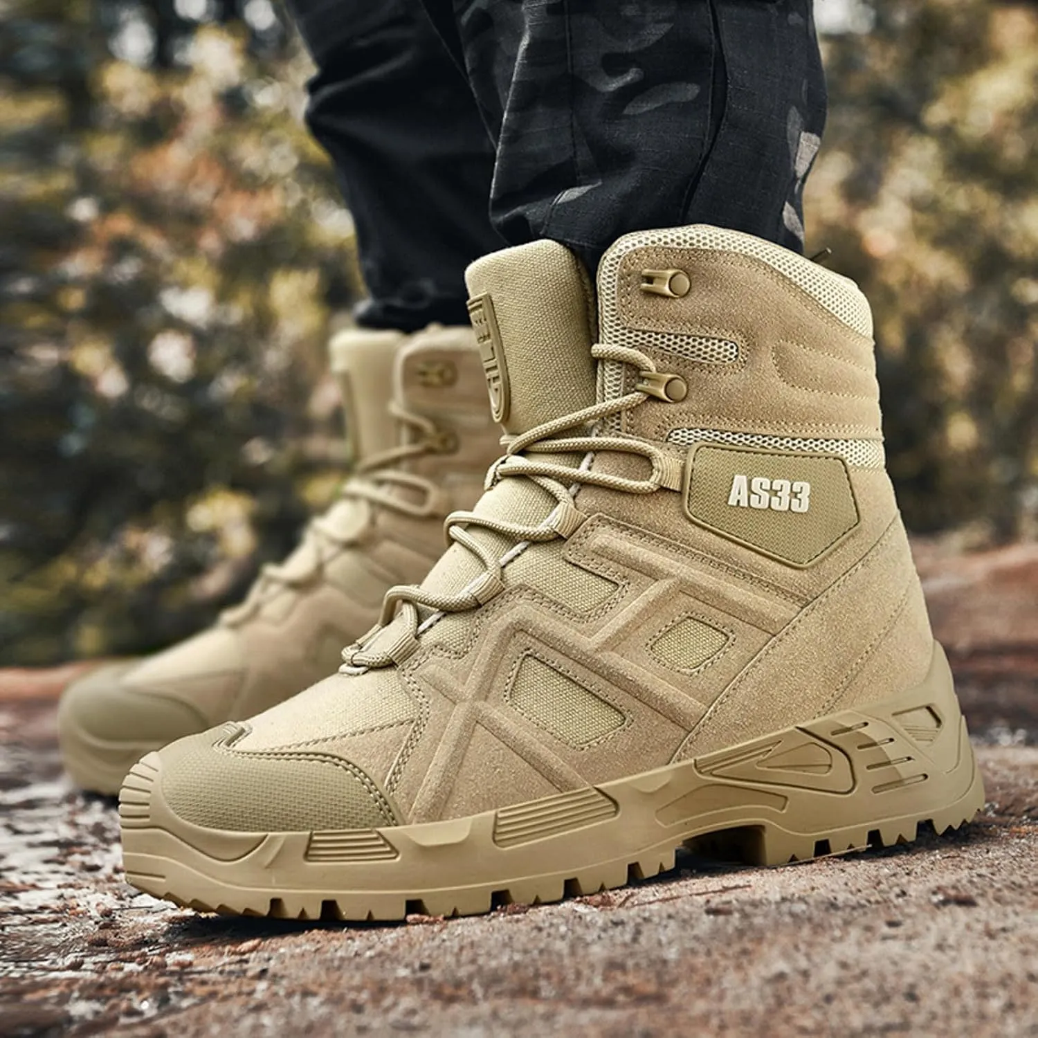 Men Ankle Boots Fashionable Men's Hiking Shoes Lace Up Comfortable And Breathable Durable Comfy Boots Water Proof And Damping Desert High Top Outdoor Training Shoes