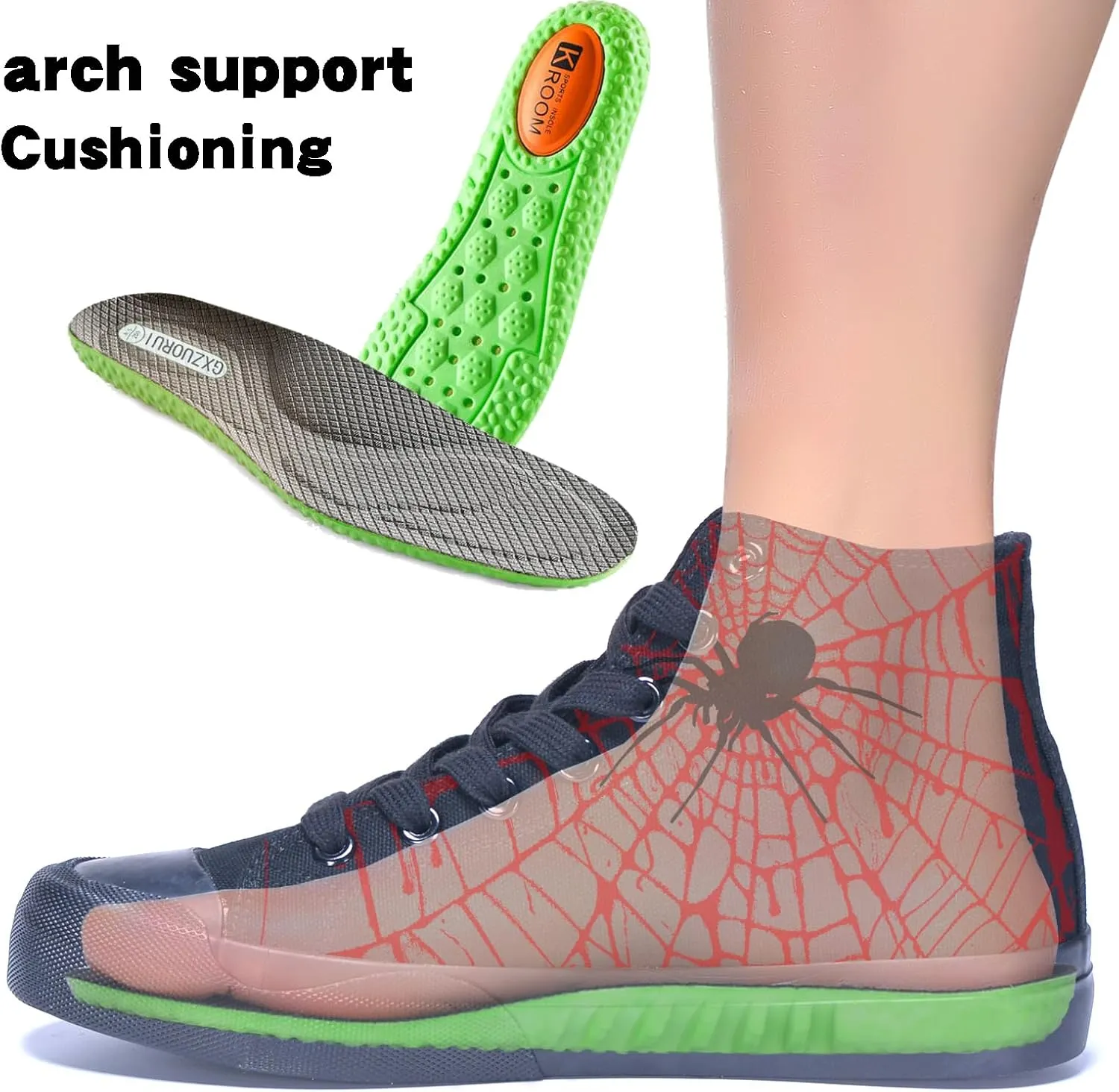 Men Canvas High Top Spider Web Sneakers Black Classic Lace up Shoes for Women Street Casual Tennis Shoes