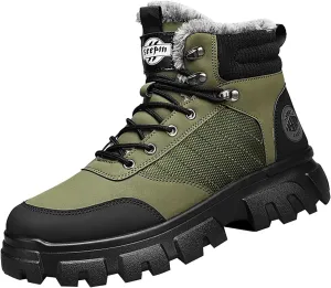 Men Work Boots Composite Toe Hiking Sneakers Women's Slip On Warm Womens Working Shoes Non Steel Toe Waterproof Platform Shoes Work Hike Grounded Footwear