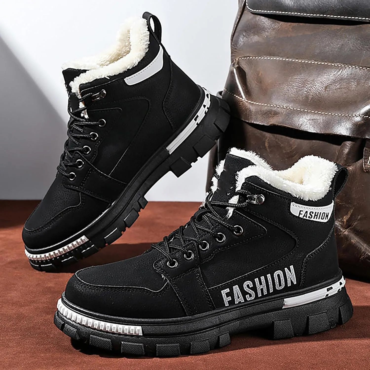 Men Work Boots Non Steel Toe Hiking Sneakers Warm Fur Lined Women Working Shoes Non-Slip Composite Safety Toe Waterproof Industrial Casual Hike Grounded Footwear
