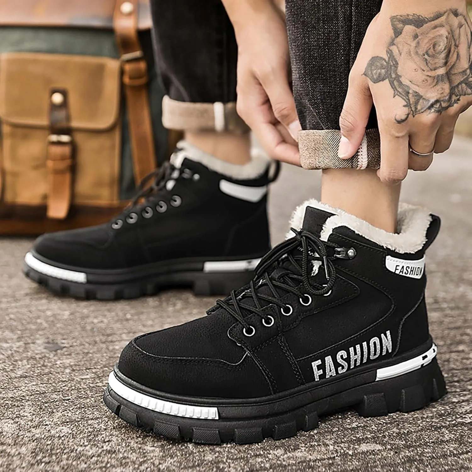 Men Work Boots Non Steel Toe Hiking Sneakers Warm Fur Lined Women Working Shoes Non-Slip Composite Safety Toe Waterproof Industrial Casual Hike Grounded Footwear