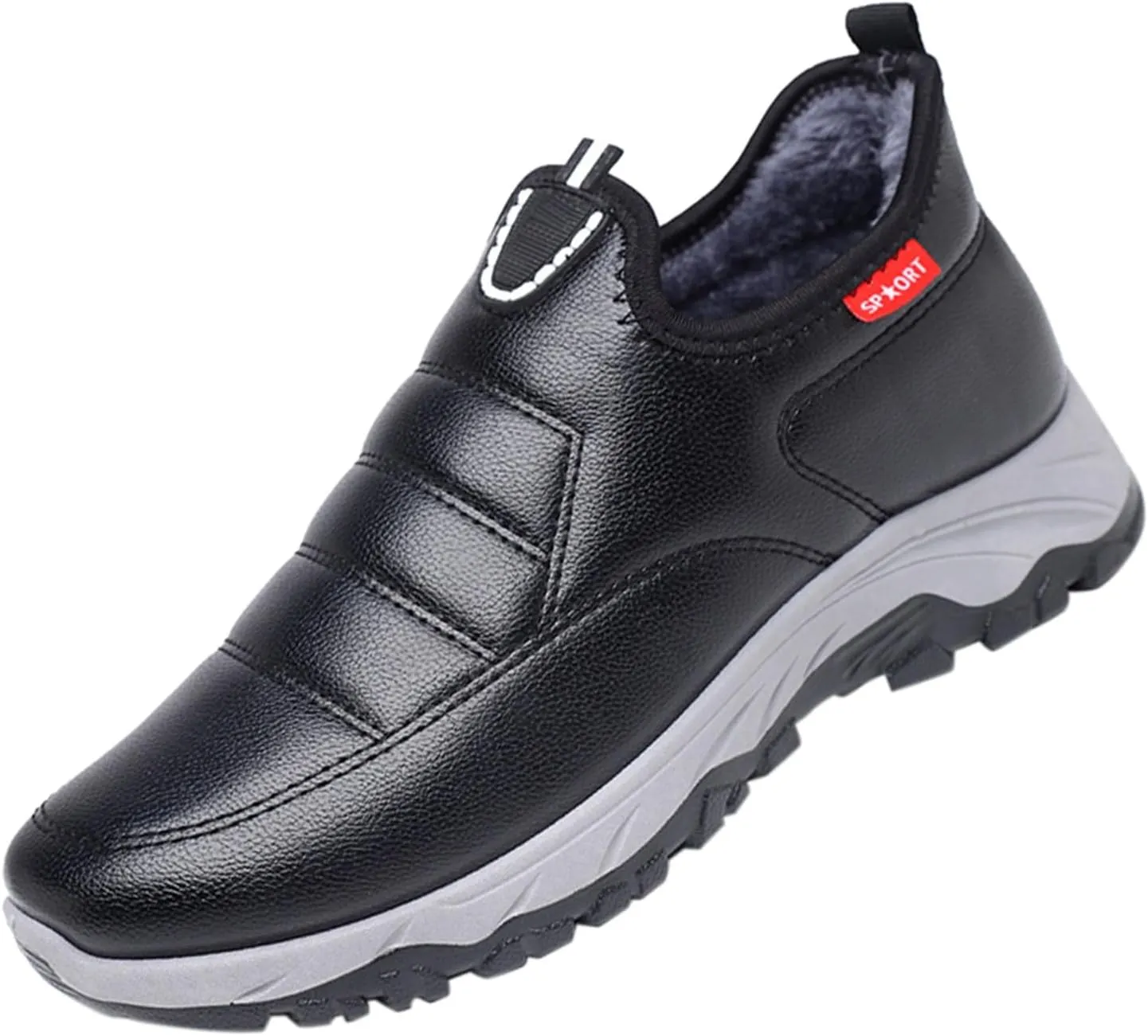 Men Work Boots with Zipper Hiking Sneakers Shoes with Fur Lined Womens Safety Shoes Wide Width Lightweight Outdoor Botas Mid Ankle Work Casual Hike Grounded Footwear