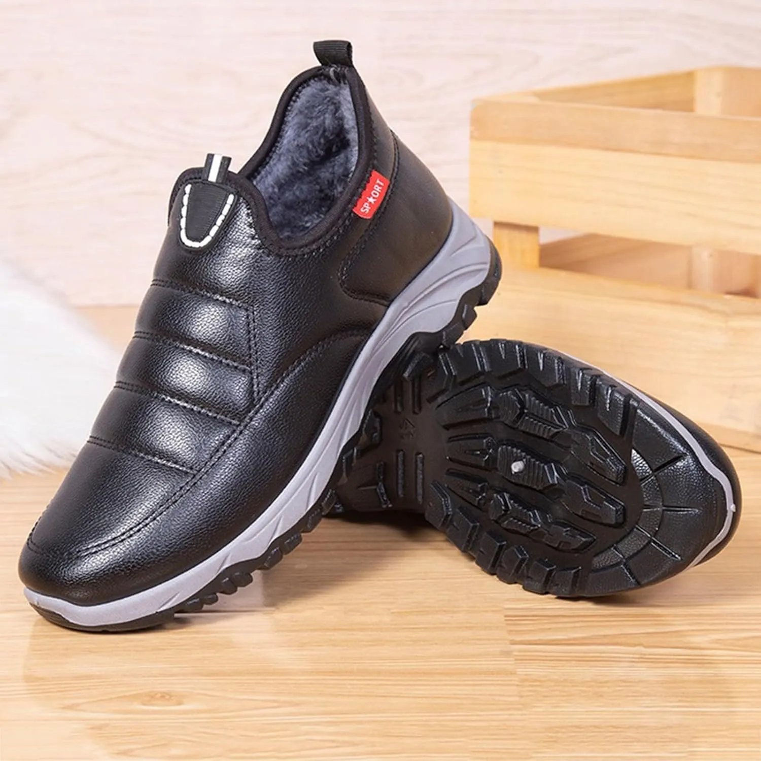 Men Work Boots with Zipper Hiking Sneakers Shoes with Fur Lined Womens Safety Shoes Wide Width Lightweight Outdoor Botas Mid Ankle Work Casual Hike Grounded Footwear