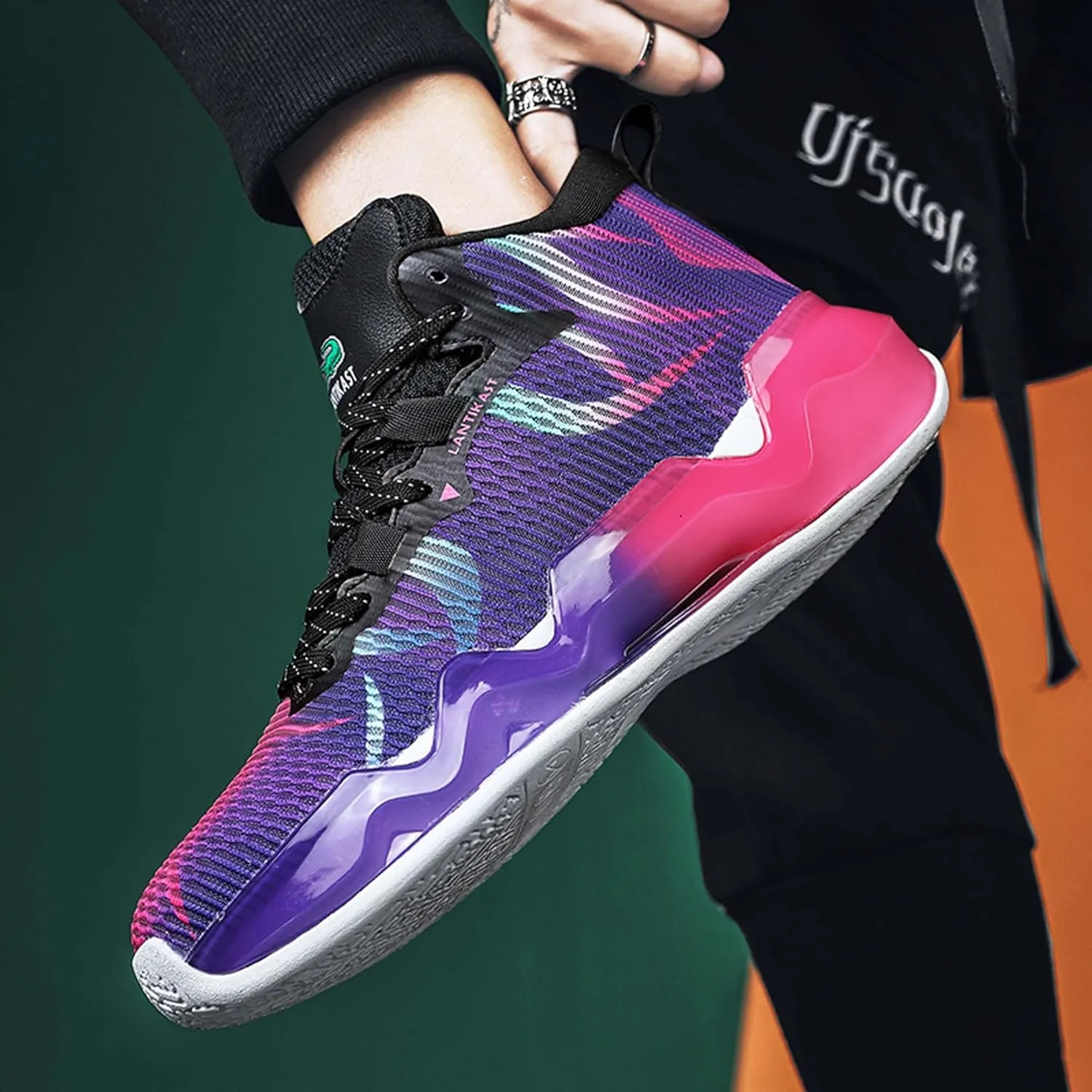 Men's and Women's Lace Up Basketball Shoes Comfortable and Breathable Sports Shoes Anti Slip and Wear-Resistant Outdoor Shoes Sports and Fitness Training Shoes Short Distance Running Shoes