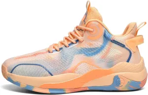 Mens and Womens Lace Up Mid Top Basketball Sneakers High Elasticity Running Shoes Rubber Sole Wear Resistant Walking Shoes Comfortable and Breathable Badminton Shoes Tennis Shoes Cross Training Shoes