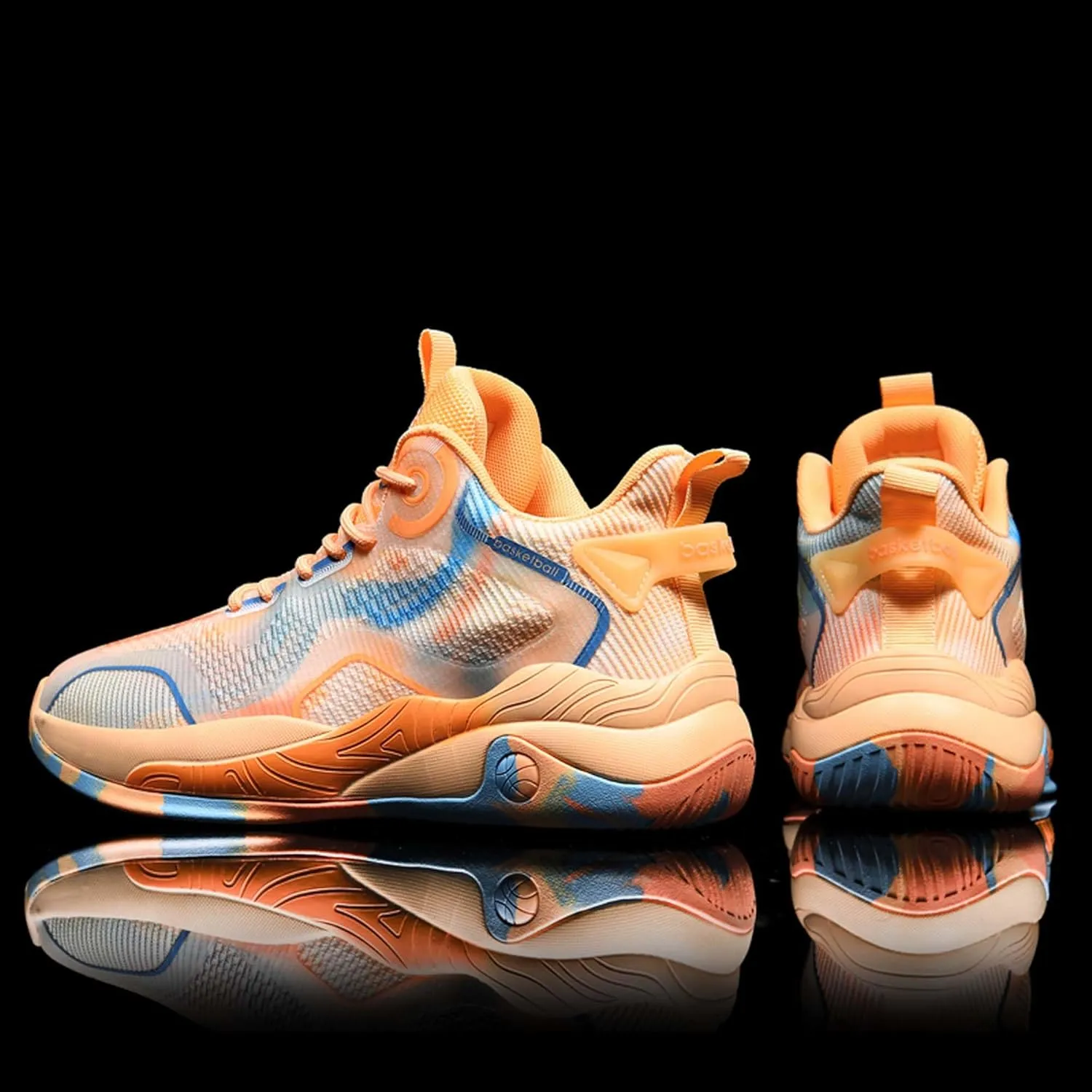 Mens and Womens Lace Up Mid Top Basketball Sneakers High Elasticity Running Shoes Rubber Sole Wear Resistant Walking Shoes Comfortable and Breathable Badminton Shoes Tennis Shoes Cross Training Shoes