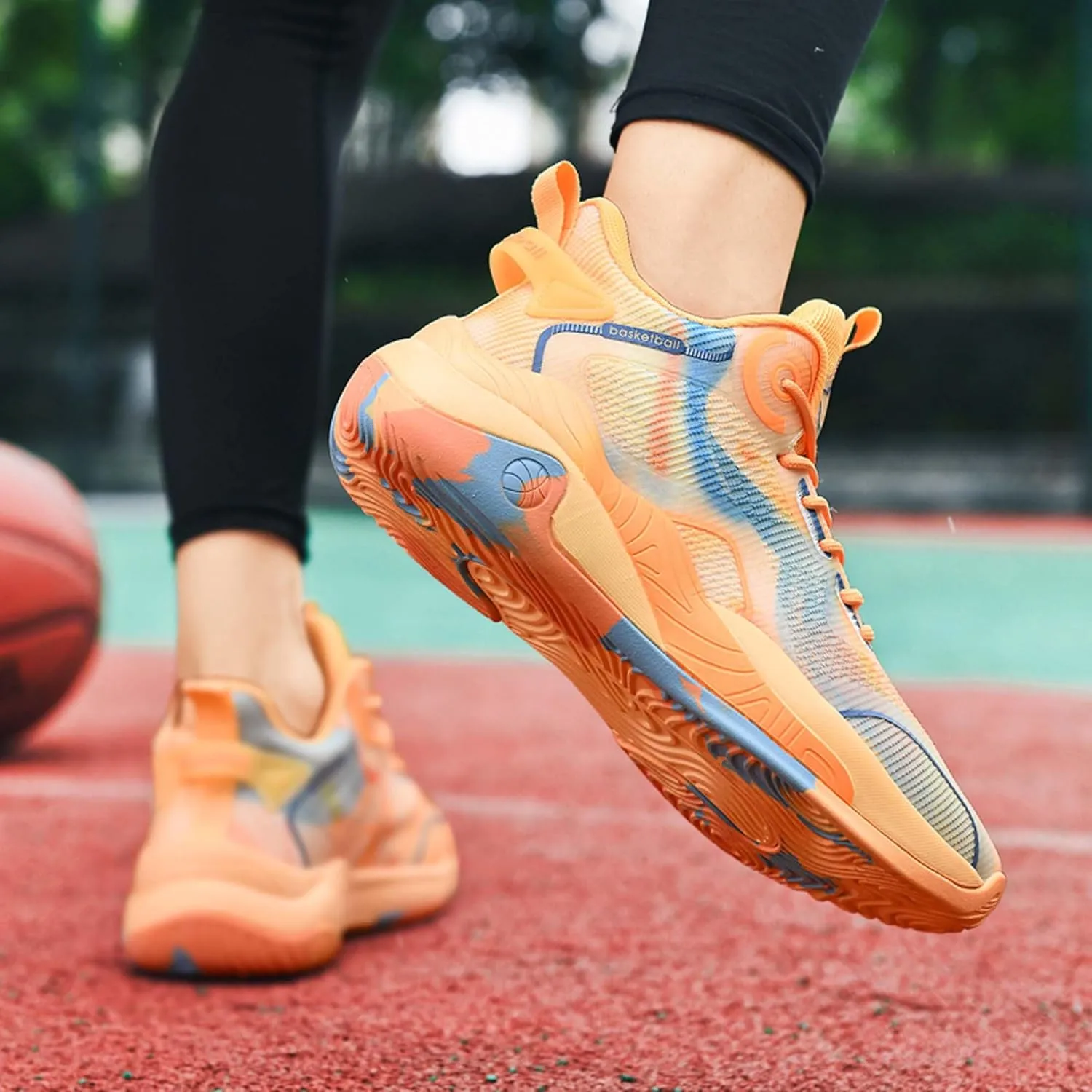 Mens and Womens Lace Up Mid Top Basketball Sneakers High Elasticity Running Shoes Rubber Sole Wear Resistant Walking Shoes Comfortable and Breathable Badminton Shoes Tennis Shoes Cross Training Shoes