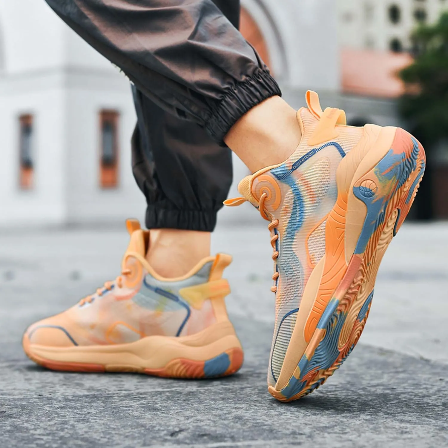 Mens and Womens Lace Up Mid Top Basketball Sneakers High Elasticity Running Shoes Rubber Sole Wear Resistant Walking Shoes Comfortable and Breathable Badminton Shoes Tennis Shoes Cross Training Shoes