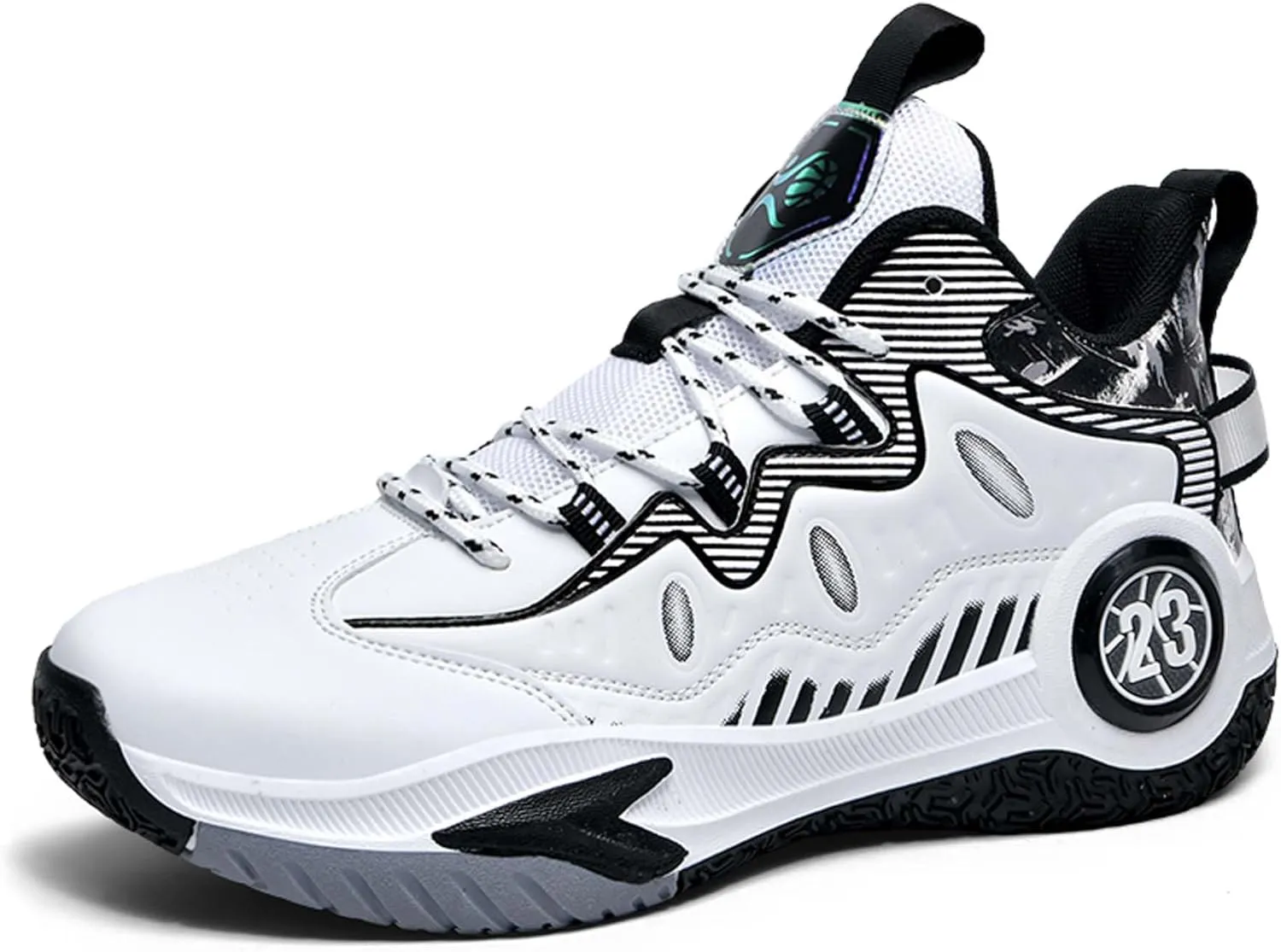 Mens and Womens Lace Up Mid Top Basketball Sneakers Non Slip Rubber Sole Running Shoes Wear Resistant Outdoor Hiking Shoes Lightweight Carrying Casual Walking Shoes Badminton Sneakers