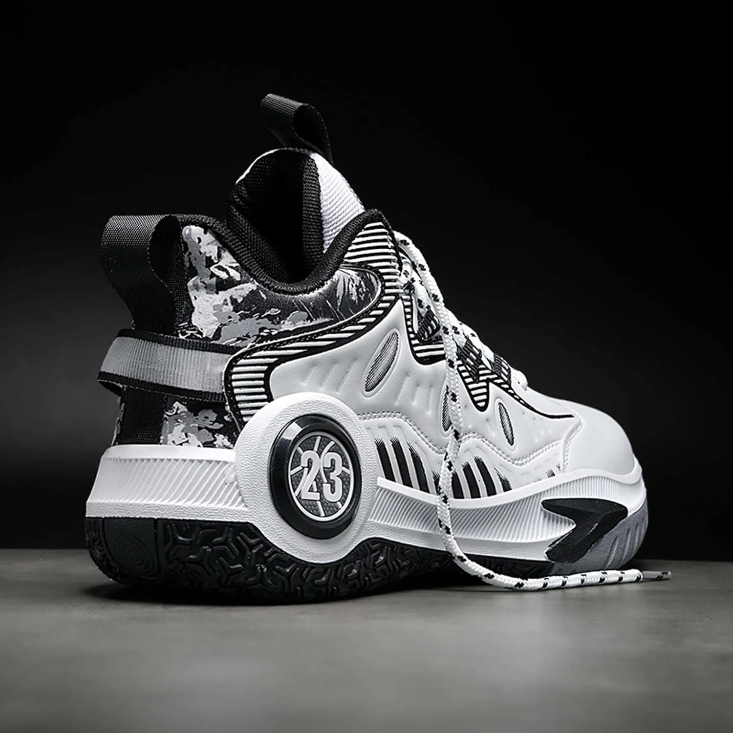 Mens and Womens Lace Up Mid Top Basketball Sneakers Non Slip Rubber Sole Running Shoes Wear Resistant Outdoor Hiking Shoes Lightweight Carrying Casual Walking Shoes Badminton Sneakers