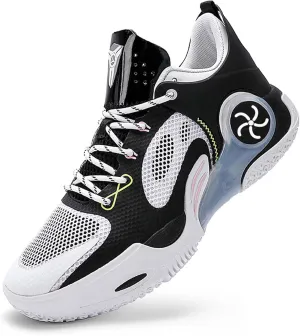 Mens and Womens Lace Up Mid Top Basketball Sneakers Rubber Sole Wear Resistant Walking Shoes High Elasticity Running Shoes Non Slip and Breathable Skateboarding Shoes Fitness Training Shoes Black