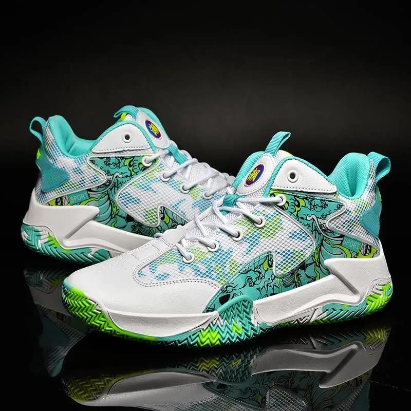 Mens Basketball Shoes Lightweight Non-Slip Breathable Sneakers Outdoor Fashion Training Shoes for Running Walking