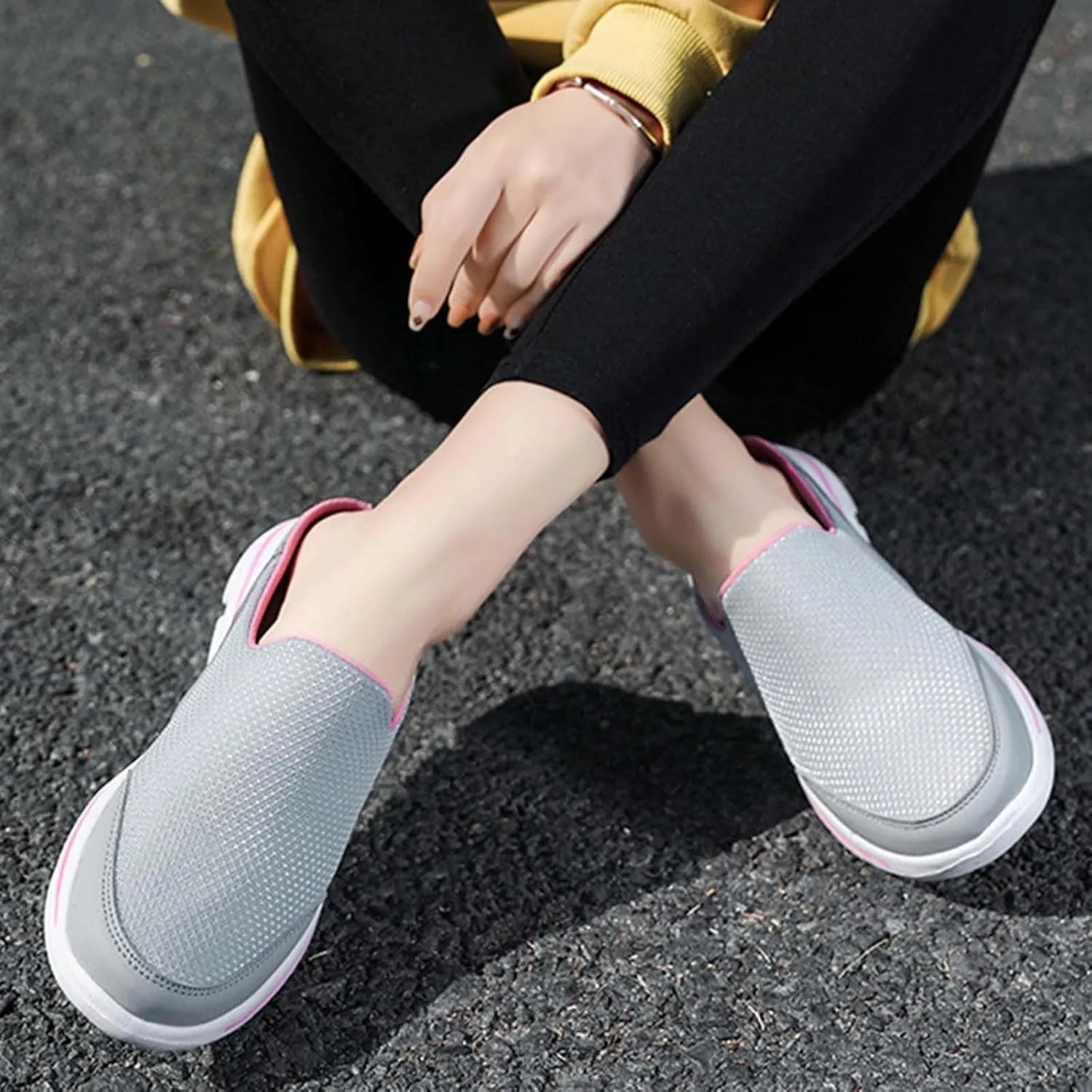 Men's Breathable Barefoot Shoes Soft Flat Soled Slip On Mesh Shoes Heelless Walking Mens Dress Breathable