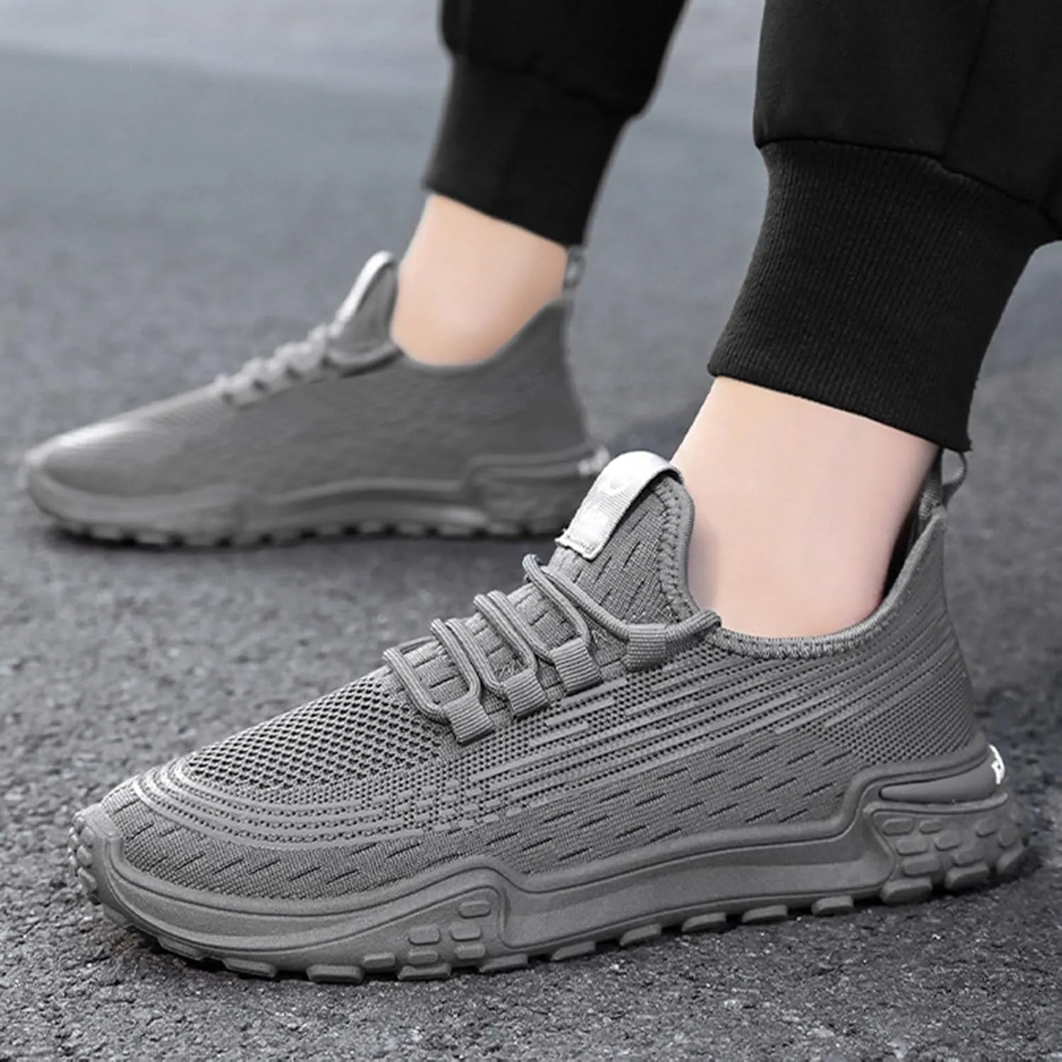 Mens Breathable Lace Up Running Shoes Comfortable Breathable Lace Up Sneaker Arch Support Sports Shoes for Men