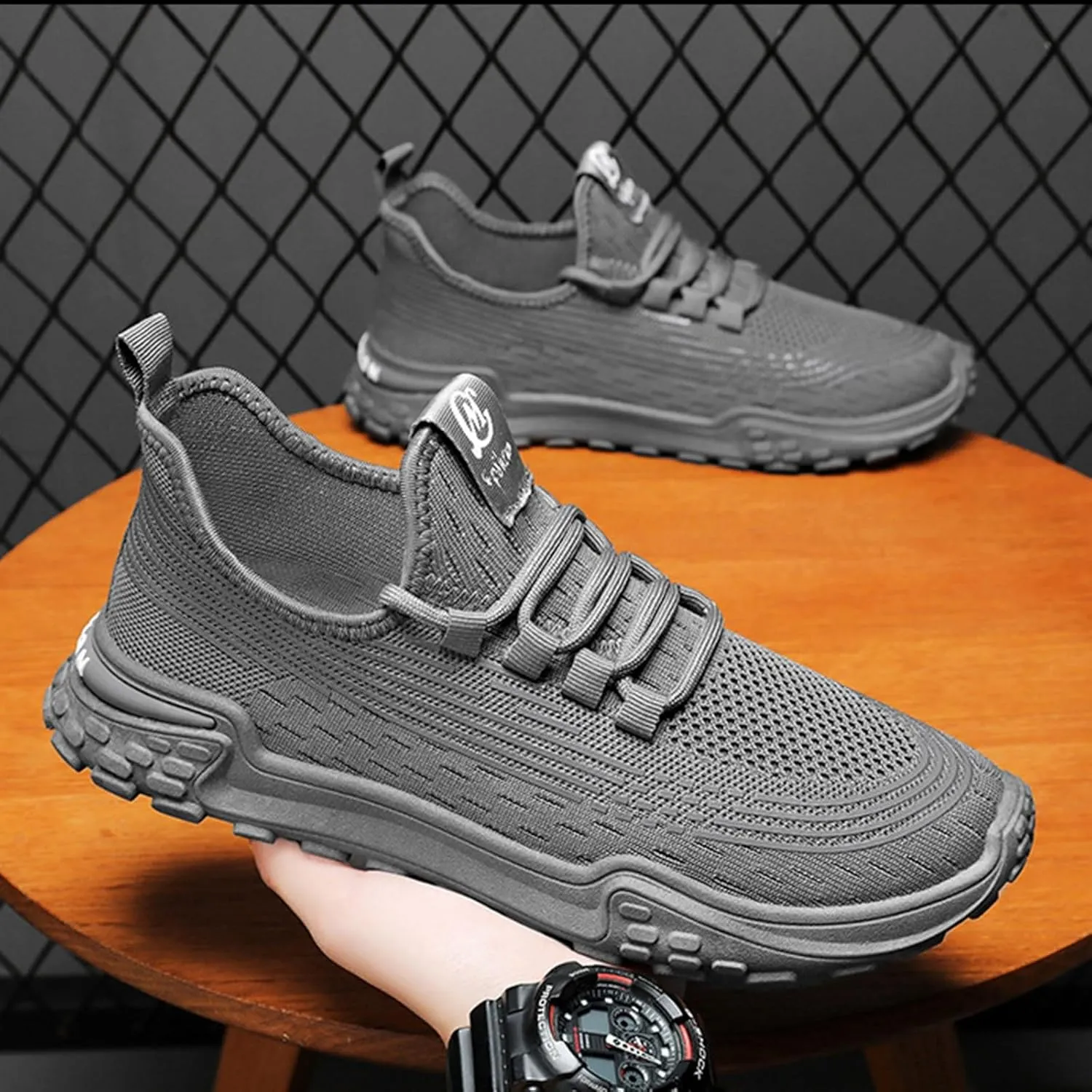 Mens Breathable Lace Up Running Shoes Comfortable Breathable Lace Up Sneaker Arch Support Sports Shoes for Men