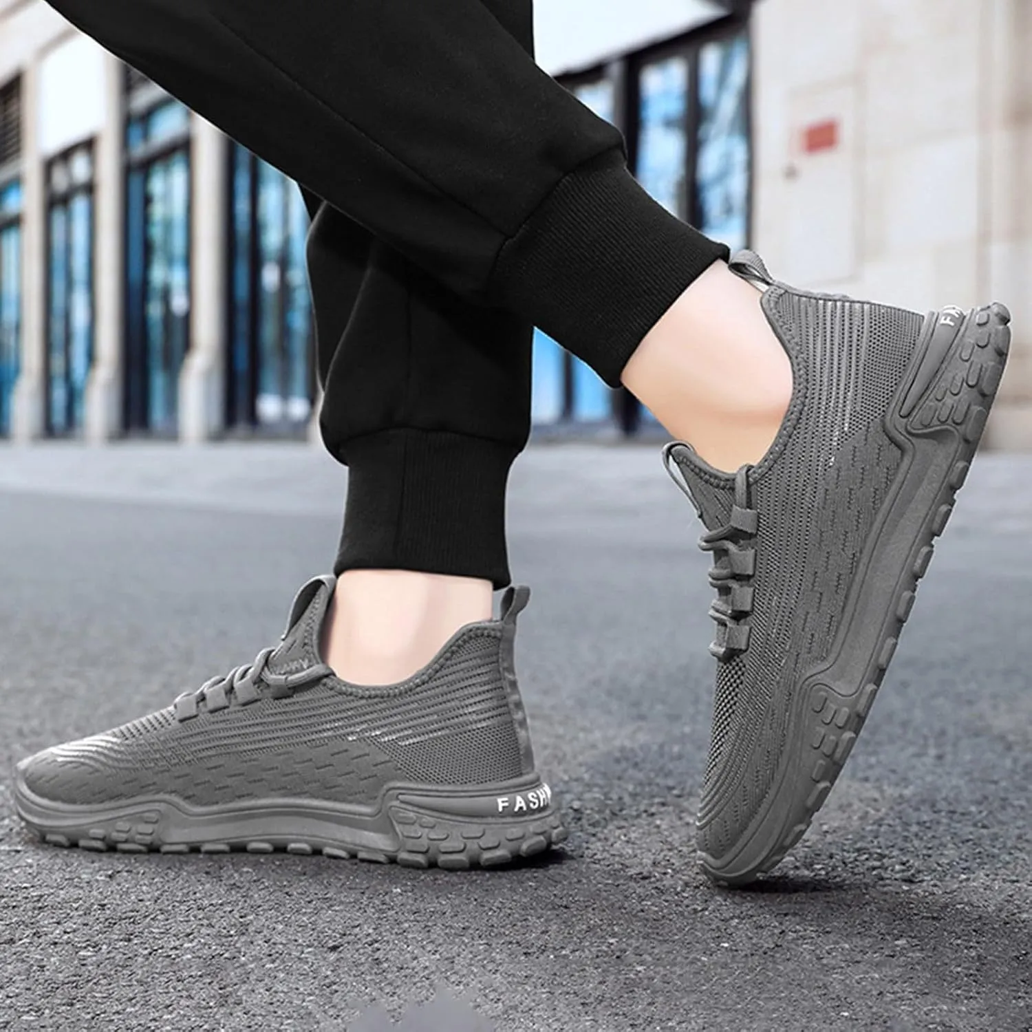 Mens Breathable Lace Up Running Shoes Comfortable Breathable Lace Up Sneaker Arch Support Sports Shoes for Men