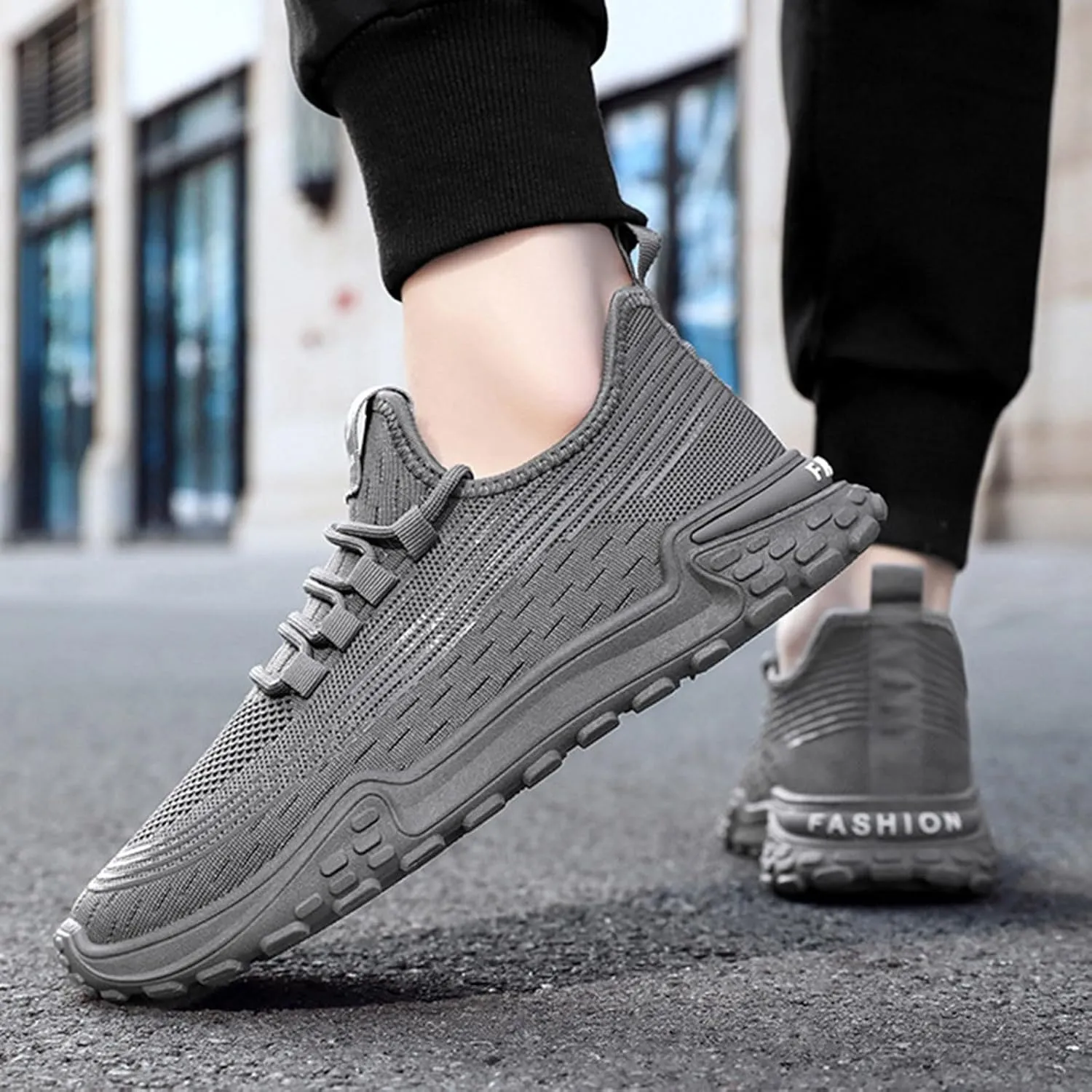 Mens Breathable Lace Up Running Shoes Comfortable Breathable Lace Up Sneaker Arch Support Sports Shoes for Men