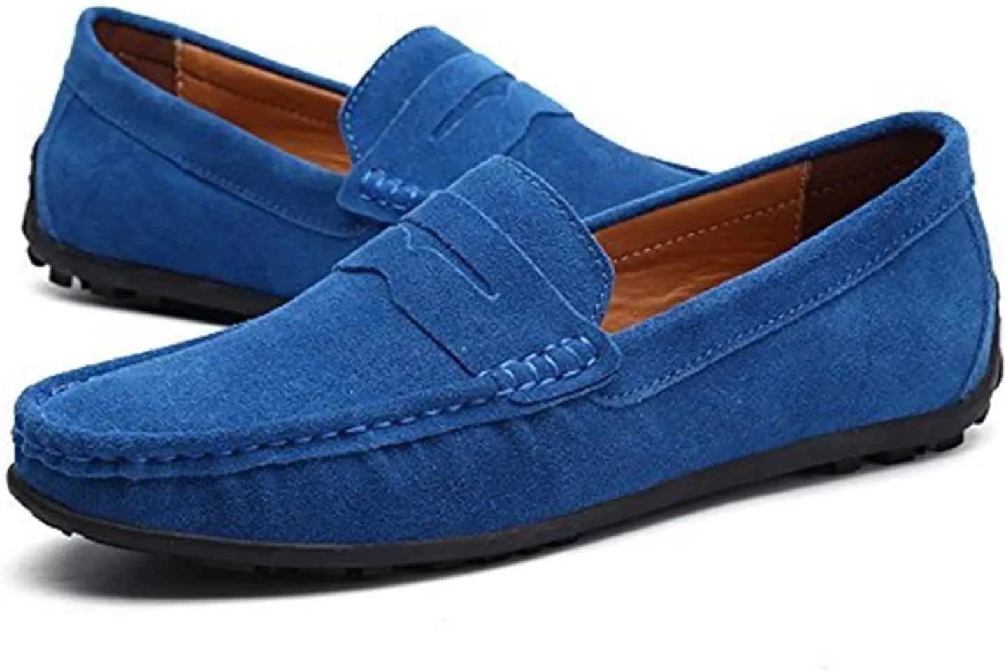 Men's Fashion Penny Loafers Suede Leather Slip On Casual Flat Dress Driving Shoes Fashion Lightweight Walking Shoes for Men