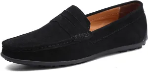 Men's Fashion Penny Loafers Suede Leather Slip On Casual Flat Dress Driving Shoes Fashion Lightweight Walking Shoes for Men