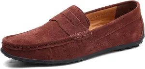 Men's Fashion Penny Loafers Suede Leather Slip On Casual Flat Dress Driving Shoes Fashion Lightweight Walking Shoes for Men