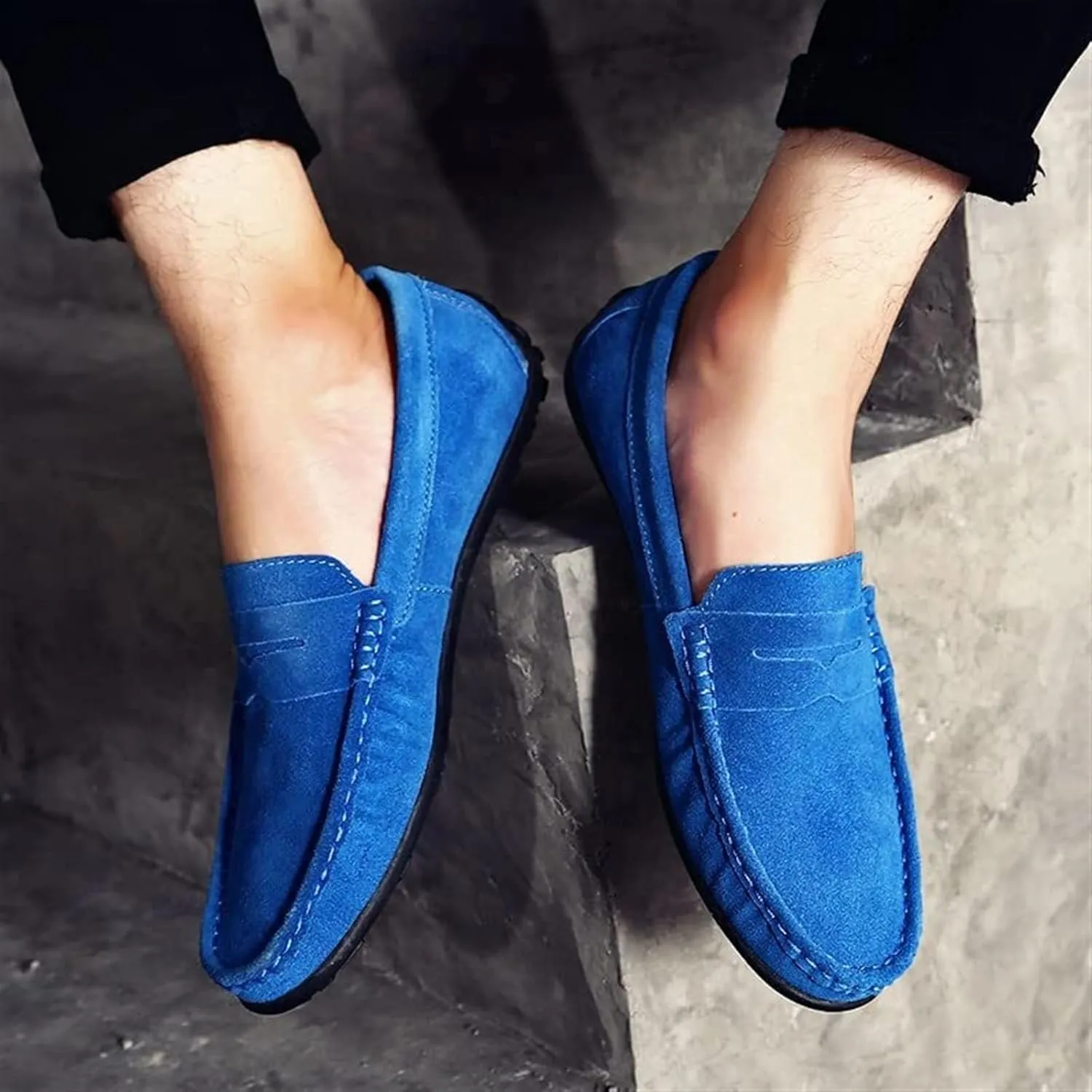 Men's Fashion Penny Loafers Suede Leather Slip On Casual Flat Dress Driving Shoes Fashion Lightweight Walking Shoes for Men