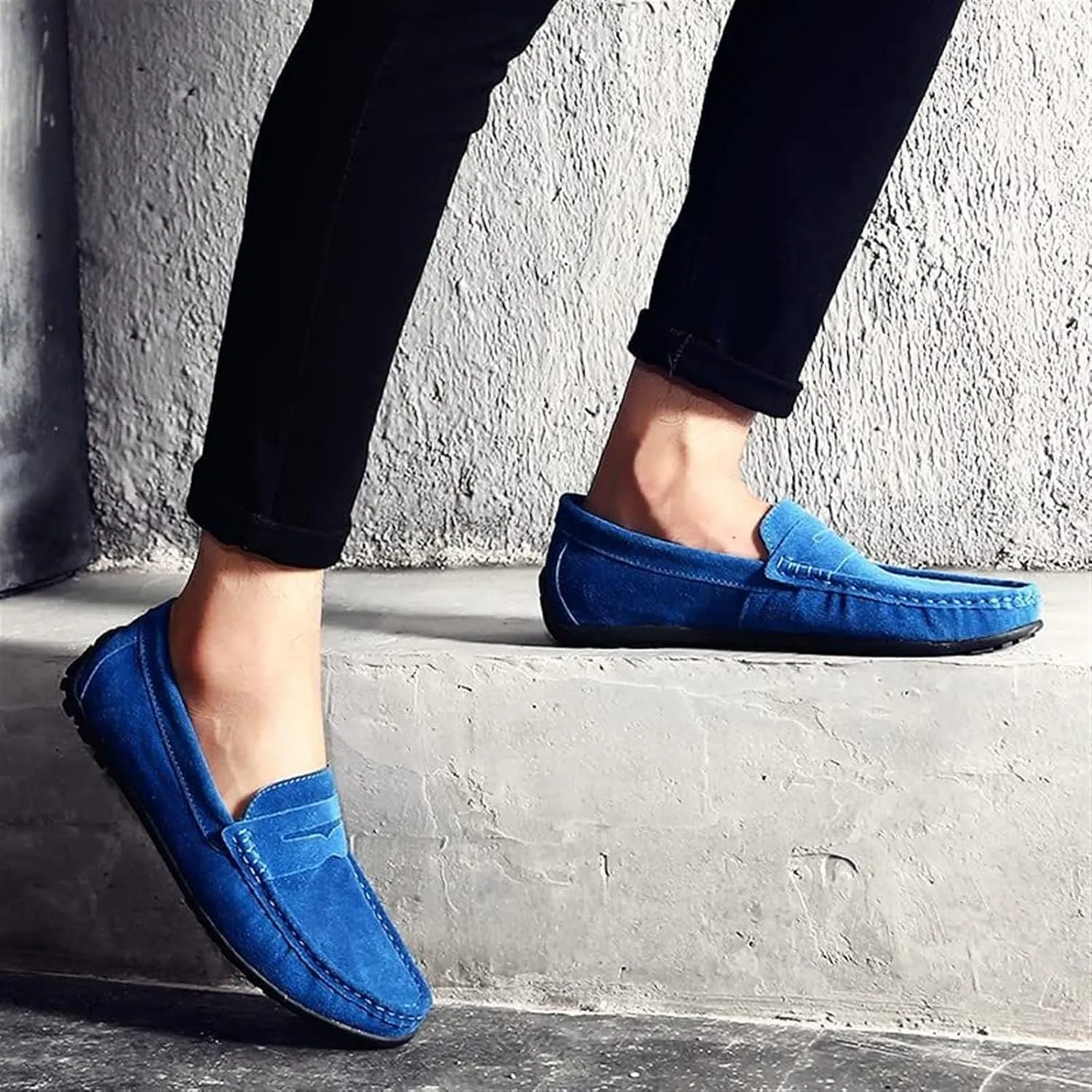 Men's Fashion Penny Loafers Suede Leather Slip On Casual Flat Dress Driving Shoes Fashion Lightweight Walking Shoes for Men
