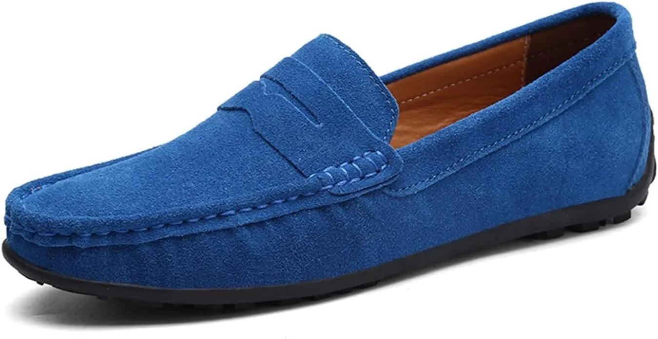 Men's Fashion Penny Loafers Suede Leather Slip On Casual Flat Dress Driving Shoes Fashion Lightweight Walking Shoes for Men