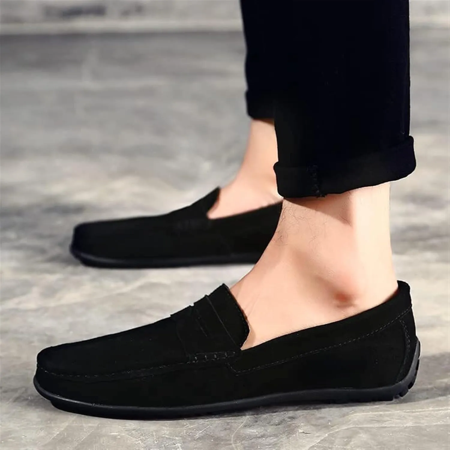 Men's Fashion Penny Loafers Suede Leather Slip On Casual Flat Dress Driving Shoes Fashion Lightweight Walking Shoes for Men
