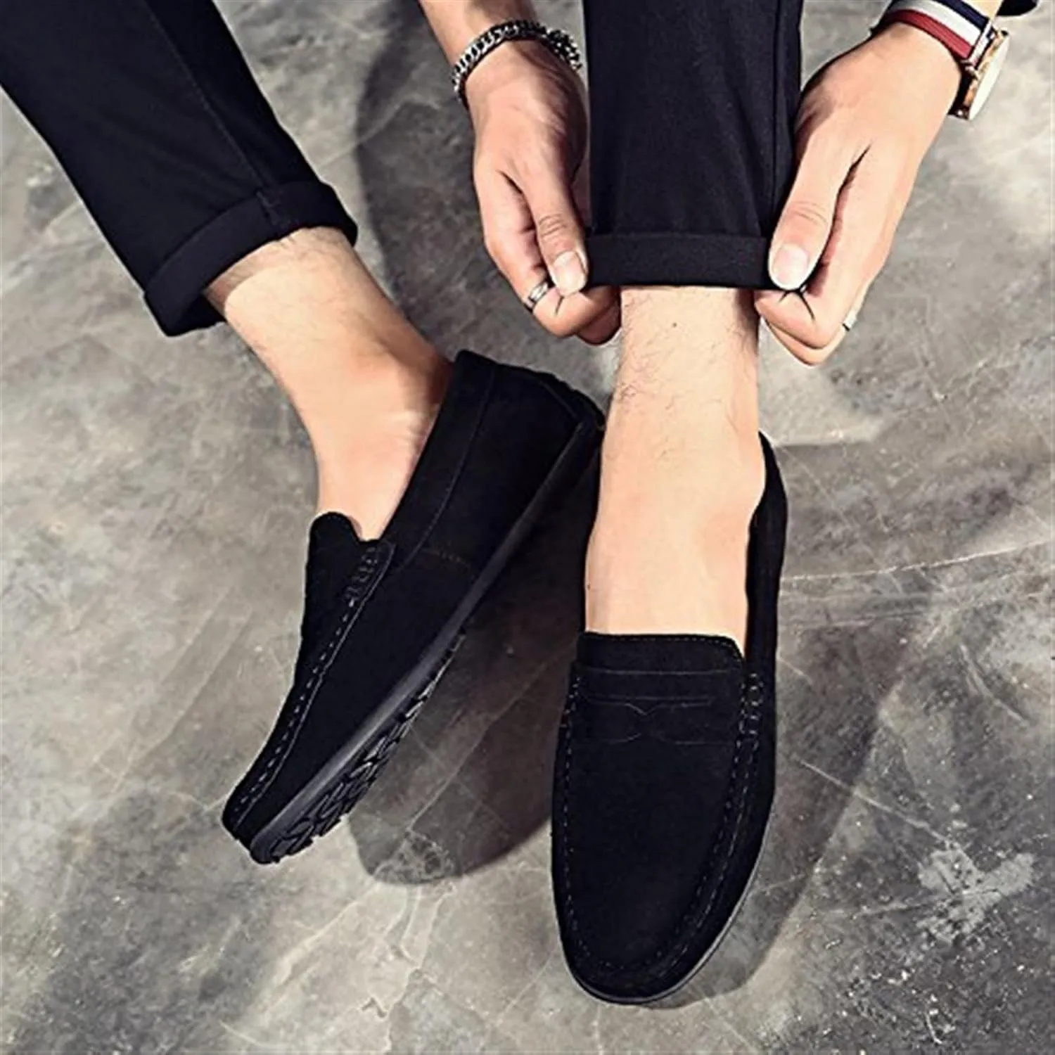 Men's Fashion Penny Loafers Suede Leather Slip On Casual Flat Dress Driving Shoes Fashion Lightweight Walking Shoes for Men