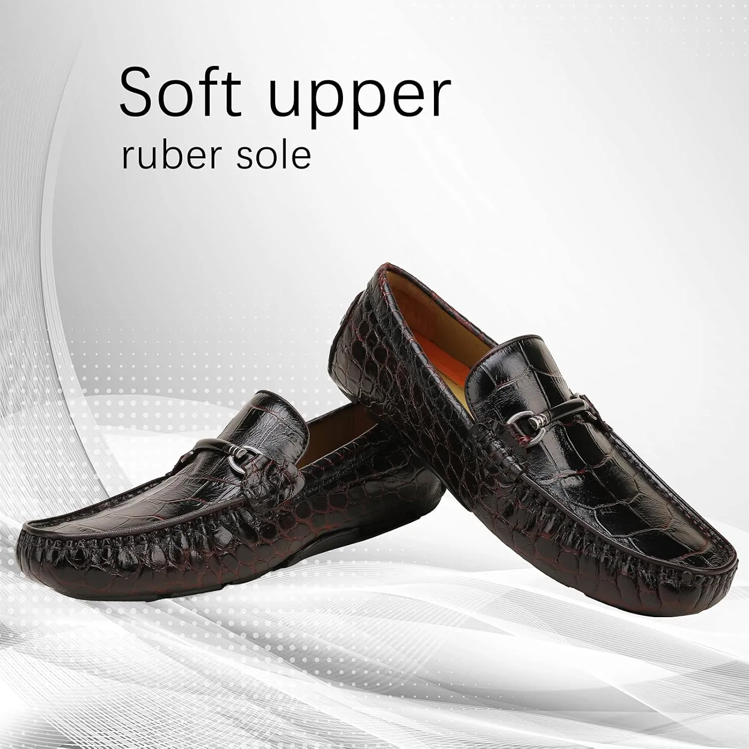 Mens Genuine Leather Slip On Loafers Comfortable Casual Driving Moccasins Brathable Loafer Dress Shoes??