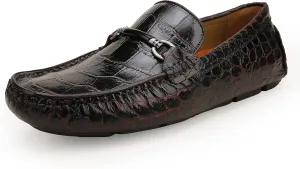 Mens Genuine Leather Slip On Loafers Comfortable Casual Driving Moccasins Brathable Loafer Dress Shoes??