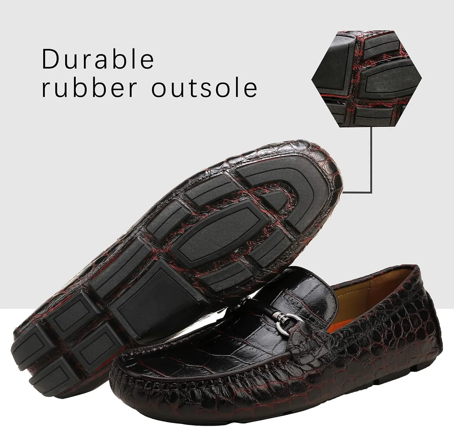 Mens Genuine Leather Slip On Loafers Comfortable Casual Driving Moccasins Brathable Loafer Dress Shoes??