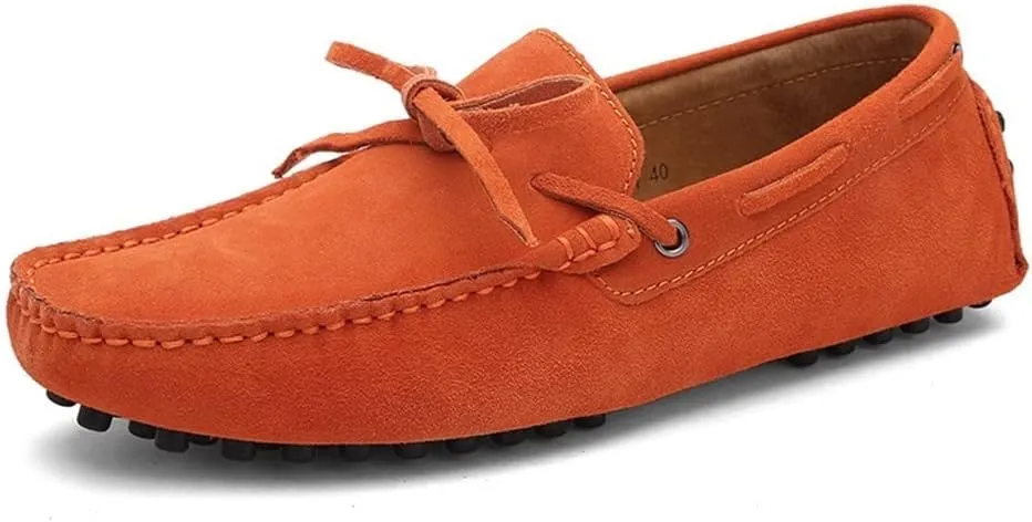 Mens Loafers Shoe Boat Shoes Genuine Leather Stitching Details Round Toe Suede Vamp Flat Heel Comfortable Lightweight Walking Wedding Slip-on
