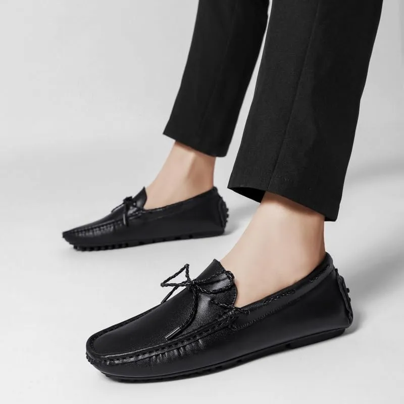 Men's Loafers Shoes Square Toe Vegan Leather Driving Moccasins Boatshoes Flexible Anti-Slip Resistant Prom Slip On