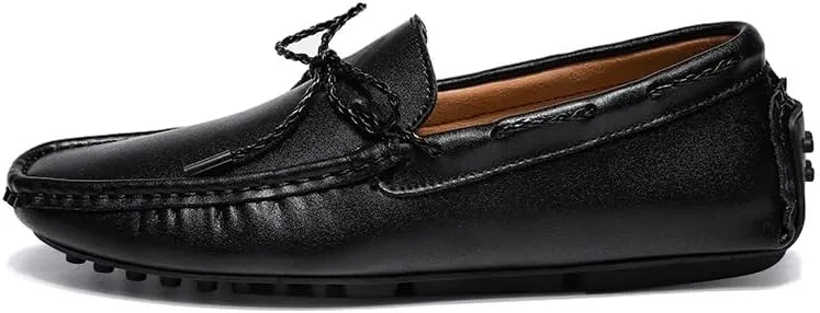 Men's Loafers Shoes Square Toe Vegan Leather Driving Moccasins Boatshoes Flexible Anti-Slip Resistant Prom Slip On
