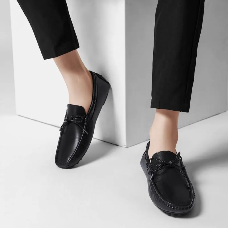 Men's Loafers Shoes Square Toe Vegan Leather Driving Moccasins Boatshoes Flexible Anti-Slip Resistant Prom Slip On
