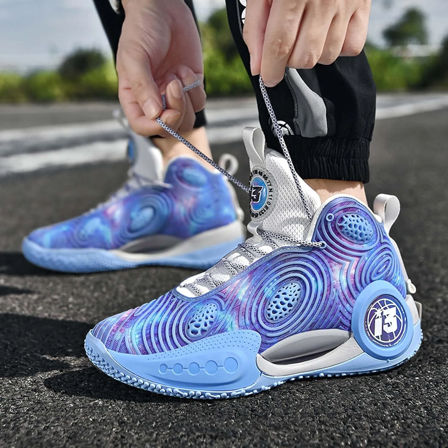 Mens Night Glow Basketball Shoes Classic Lace up High Top Casual Sports Shoes High Elastic Running Shoes Comfortable and Durable Competition Training Shoes Wide Edition Breathable Baseball Shoes