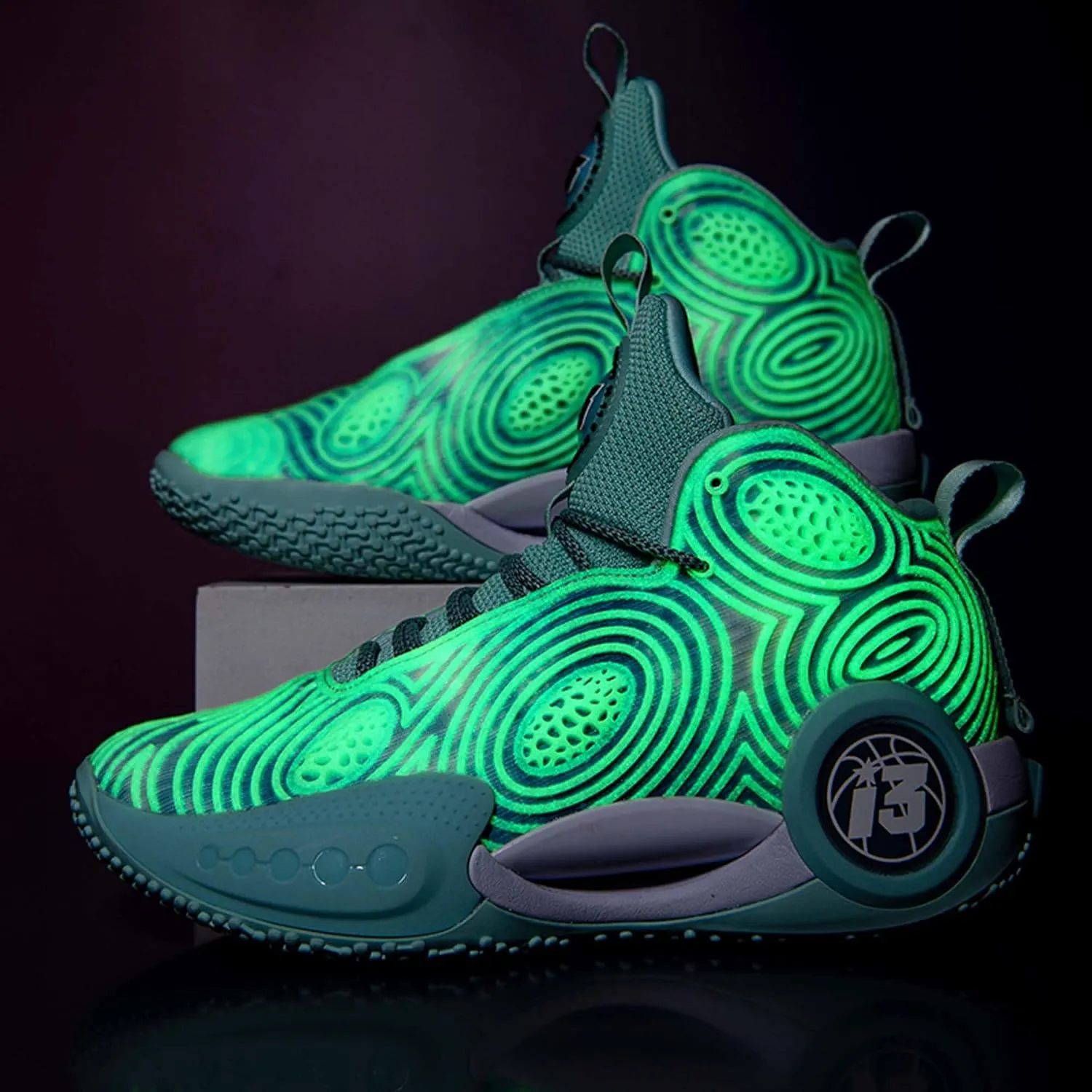 Mens Night Shining High Top Lace Up Basketball Shoes Mesh Sports Shoes High Elasticity Running Shoes Comfortable And Breathable Street Walking Shoes Anti Slip And Wear Resistant Outdoor Hiking Shoes