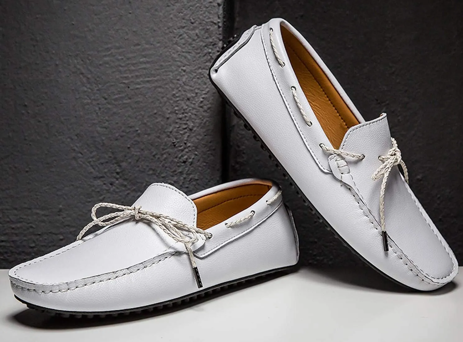 Mens Penny Loafers Lace Slip-on Loafers Moccasins Flat Driving Shoes