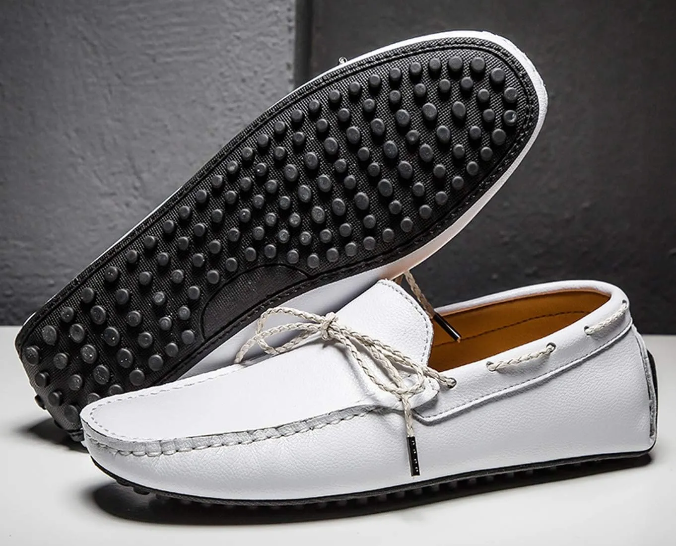 Mens Penny Loafers Lace Slip-on Loafers Moccasins Flat Driving Shoes