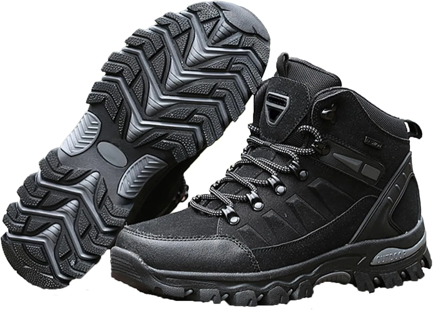 Men's Suede Waterproof Lace-Up Hiking Boots Comfortable Non-Slip Mid-Cut Hiking Boots