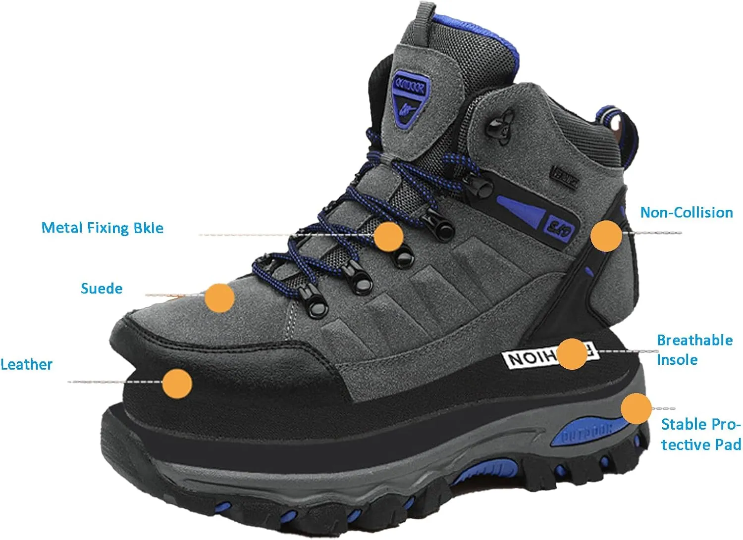 Men's Suede Waterproof Lace-Up Hiking Boots Comfortable Non-Slip Mid-Cut Hiking Boots