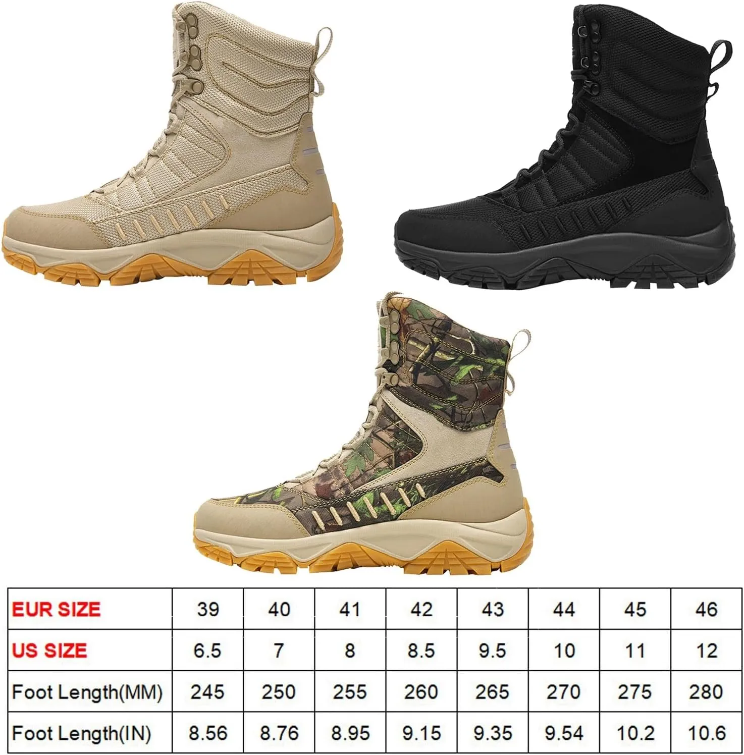 Men's Tactical Boots, Unisex Lightweight Hiking Boots, Waterproof Trekking Boots, Breathable Outdoors Desert Boots