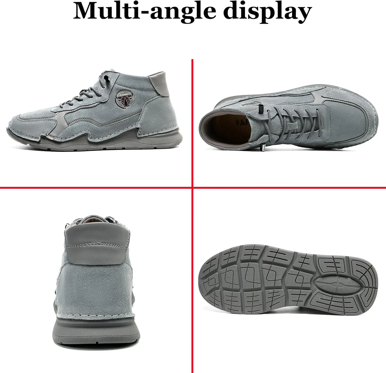 Men's Waterproof Suede Chukka Boots for Hiking Camping & Driving All Season Fashion Hand Stitched Round Toe Lace Up High Top Sneakers Comfort Casual Outdoor Walking Shoes