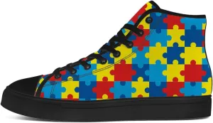 Men's Women's Autism Awareness High Top Sneakers Canvas Shoes Autism Puzzle Shoes Gifts for Men Women